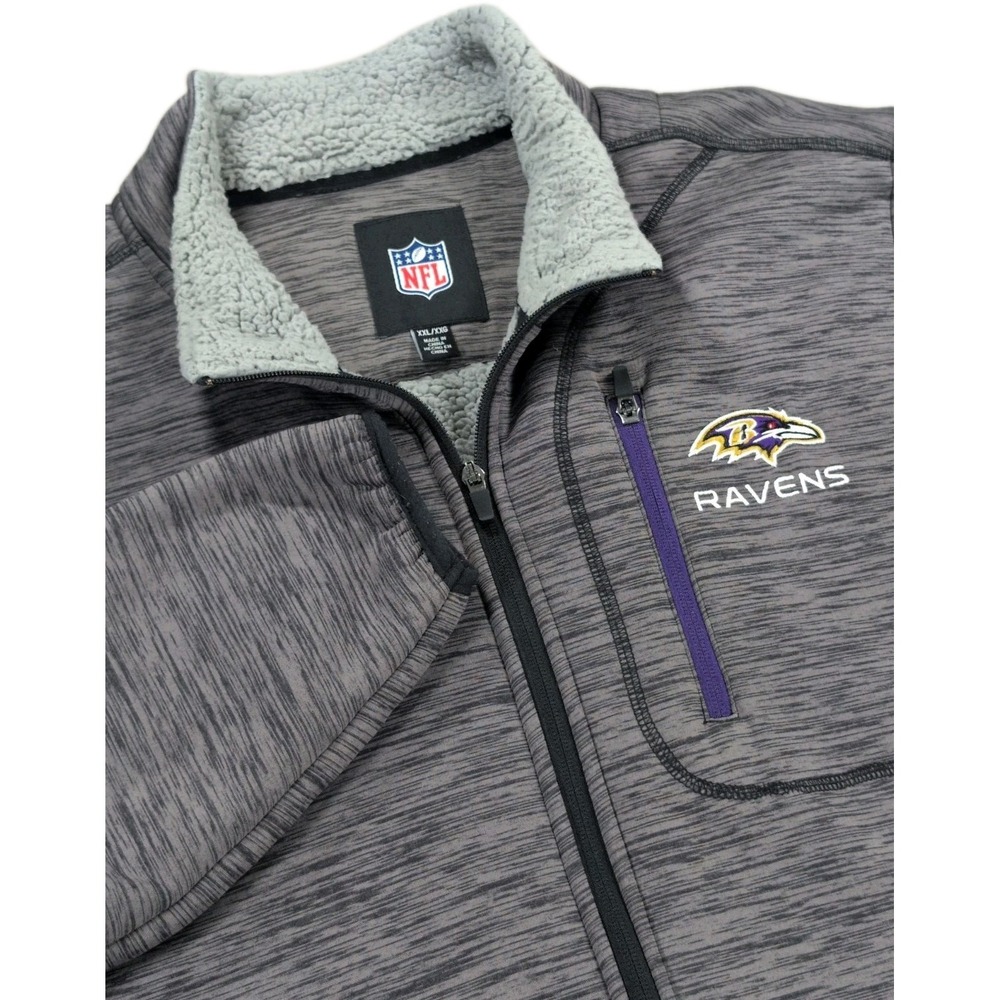 Baltimore Ravens NFL Full Zip Fleece Jacket Men's XXL Gray Sherpa Lined G-III